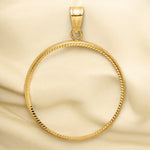 Load image into Gallery viewer, 14K Gold Coin Bezel Mounting Pendant - 22 Different Sizes - Solid Gold - for Making Coin Jewelry U.S. and Foreign - Diamond-cut Rim