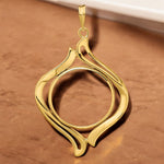 Load image into Gallery viewer, 14K Yellow Gold Coin Bezel Mounting Pendant - 8 Different Sizes - Polished Fancy Wave Prong Coin Bezel Pendant - with Chain Options
