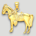 Load image into Gallery viewer, 14K Yellow Gold Horse w/ Saddle Charm with Chain Necklace options