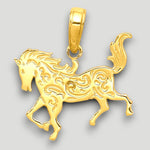 Load image into Gallery viewer, 14K Yellow Gold Horse Pendant with Chain Necklace options
