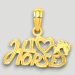 Load image into Gallery viewer, 14K Yellow Gold I HEART HORSES Charm with Chain Necklace options