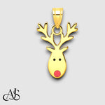 Load image into Gallery viewer, 14K Yellow Gold Enameled Reindeer Charm with Chain Necklace options