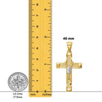 Load image into Gallery viewer, 14K Yellow Gold w/Rhodium Cross w/Rosary Pendant with Chain Necklace options