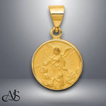 Load image into Gallery viewer, 18K Yellow Gold Guardian Angel Medal Pendant with Chain Necklace options