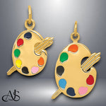Load image into Gallery viewer, 14K Yellow Gold Enameled Artist Palette Charm with Chain Necklace options