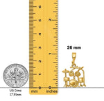 Load image into Gallery viewer, 14K Yellow Gold 3D Drum Set Charm with Chain Necklace options