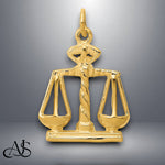 Load image into Gallery viewer, 14K Yellow Gold Scales Of Justice Charm with Chain Necklace options