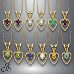 Load image into Gallery viewer, Girls Birthstone in Heart 14K Gold Necklace with 15" Chain