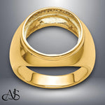 Load image into Gallery viewer, Gold Coin Ring Bezel Mounting with Plain Polished Design for 13mm 14mm 15mm 16mm 16.5mm 17.8mm 21.6mm 22mm Size Coins Made in Solid 14K Gold
