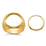 Load image into Gallery viewer, 14K Gold Coin Ring Mounting with Textured Design for Men - Available for 16.5mm or 17.8mm coins