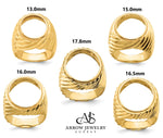 Load image into Gallery viewer, Gold Coin Ring Bezel Mounting with Swirl Ridges Design for 13mm 15mm 16.0mm 16.5mm 17.8mm Size Coins - Mans Ring - Made in Solid 14K Gold