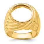 Load image into Gallery viewer, Gold Coin Ring Bezel Mounting with Swirl Ridges Design for 13mm 15mm 16.0mm 16.5mm 17.8mm Size Coins - Mans Ring - Made in Solid 14K Gold