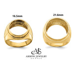 Load image into Gallery viewer, Gold Coin Ring Bezel Mounting with Ribbed Center Design for 16.5mm and 21.6mm Size Coins - Mans Ring - Made in Solid 14K Gold