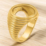 Load image into Gallery viewer, 14K Gold Coin Ring Mounting with Ridges Ribbed Sides Design for Men - Available for 16.5mm 17.8mm or 21.6mm coins