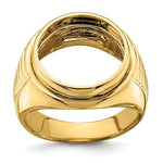 Load image into Gallery viewer, Gold Coin Ring Bezel Mounting with Ribbed Center Design for 16.5mm and 21.6mm Size Coins - Mans Ring - Made in Solid 14K Gold