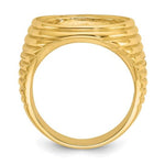 Load image into Gallery viewer, 14K Gold Coin Ring Mounting with Ridges Ribbed Sides Design for Men - Available for 16.5mm 17.8mm or 21.6mm coins
