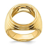 Load image into Gallery viewer, 14K Gold Coin Ring Mounting with Ridges Ribbed Sides Design for Men - Available for 16.5mm 17.8mm or 21.6mm coins
