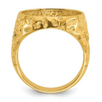 Load image into Gallery viewer, 14K Gold Mans Coin Ring Nugget Textured Design for US 1/10th oz Eagle 16.5mm Coin