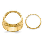 Load image into Gallery viewer, 14K Gold Mans Coin Ring Nugget Textured Design for US 1/10th oz Eagle 16.5mm Coin