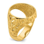 Load image into Gallery viewer, 14K Gold Mans Coin Ring Nugget Textured Design for US 1/10th oz Eagle 16.5mm Coin