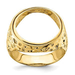 Load image into Gallery viewer, 14K Gold Mans Coin Ring Nugget Textured Design for US 1/10th oz Eagle 16.5mm Coin