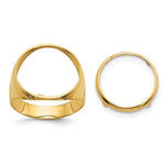 Load image into Gallery viewer, 14K Gold Coin Ring Mounting with Ribbed Sides Design for Men - Holds US 1/10th oz Eagle Gold Coin 16.5mm