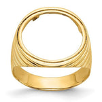 Load image into Gallery viewer, 14K Gold Coin Ring Mounting with Ribbed Sides Design for Men - Holds US 1/10th oz Eagle Gold Coin 16.5mm