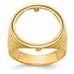Load image into Gallery viewer, 14K Gold Coin Ring Mounting with Ribbed Sides Design for Men - Holds US 1/10th oz Eagle Gold Coin 16.5mm
