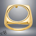 Load image into Gallery viewer, 14K Gold Coin Bezel Ring Mounting for Mans Ring - Square Polished Design for US 1/10th Eagle Coin
