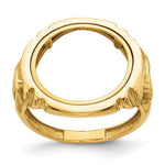 Load image into Gallery viewer, 14K Gold Coin Ring Mounting Horse Head Side Design for Men - Holds US 1/10th oz Eagle Gold Coin 16.5mm