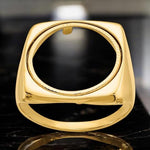 Load image into Gallery viewer, 14K Gold Coin Bezel Ring Mounting for Mans Ring - Square Polished Design for US 1/10th Eagle Coin