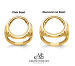 Load image into Gallery viewer, 14K Gold Coin Ring Mounting Horse Head Side Design for Men - Holds US 1/10th oz Eagle Gold Coin 16.5mm