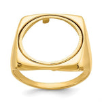 Load image into Gallery viewer, 14K Gold Coin Bezel Ring Mounting for Mans Ring - Square Polished Design for US 1/10th Eagle Coin