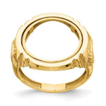 Load image into Gallery viewer, 14K Gold Coin Ring Mounting Horse Head Side Design for Men - Holds US 1/10th oz Eagle Gold Coin 16.5mm