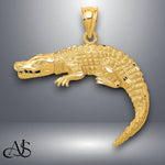 Load image into Gallery viewer, 14K Yellow Gold Alligator Pendant with Chain Necklace options