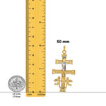 Load image into Gallery viewer, 14K Two-tone Gold Cara Vaca Crucifix Pendant with Chain Necklace options