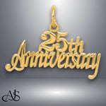 Load image into Gallery viewer, 14K Yellow Gold 25th ANNIVERSARY Charm with Chain Necklace options