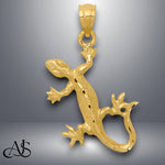 Load image into Gallery viewer, 14K Yellow Gold Diamond-Cut Lizard Pendant with Chain Necklace options