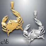Load image into Gallery viewer, 14K Yellow or White Gold Stone Crab with Claw Extended Pendant with Chain Options