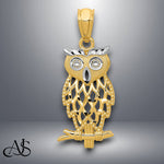 Load image into Gallery viewer, 14K Yellow Gold w/ Rhodium Owl Pendant with Chain Options