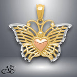 Load image into Gallery viewer, 14K Two-tone Gold w/White Rhodium Butterfly w/Heart Pendant with Chain Options