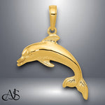 Load image into Gallery viewer, 14K Yellow Gold Dolphin Swimming Pendant with Chain Options