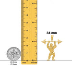 Load image into Gallery viewer, 14K Yellow Gold Bodybuilder with Weights Pendant with Chain Options