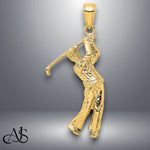 Load image into Gallery viewer, 14K Yellow Gold 3-D Golfer in Swing Charm with Chain Options