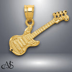 Load image into Gallery viewer, 14K Yellow Gold 3D Guitar Charm with Necklace Chain Options