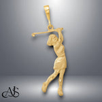 Load image into Gallery viewer, 14K Yellow Gold Female Golfer Pendant with Necklace Chain Options