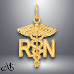 Load image into Gallery viewer, 14K Yellow Gold RN Nurse Charm with Necklace Chain Options