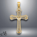 Load image into Gallery viewer, 14K Two-tone Gold Hearts Cross Pendant with Necklace Chain Options