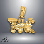 Load image into Gallery viewer, 14K Yellow Gold or White Gold 3-D Miniature Train Charm with Necklace Chain Options