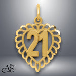Load image into Gallery viewer, 14K Yellow Gold 16,18,21,25,50 Numbers in a Heart Charm with Necklace Chain Options